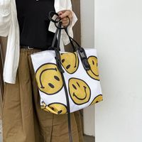 Korean Dongdaemun New Cute Fashion Smiley Canvas Women's Bag Printed Canvas Portable Shoulder Bag Large Tote Bag main image 4