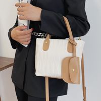 2021 New Fashion Large Capacity Bag Women's Foreign Trade Pleated Handbag Two-piece Shoulder Crossbody Bucket Bag main image 4