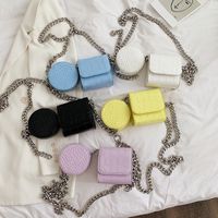 Korean Style Chain Solid Color Stone Pattern Messenger Double Square Round Bag Wholesale Nihaojewelry main image 1