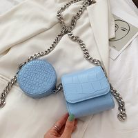 Korean Style Chain Solid Color Stone Pattern Messenger Double Square Round Bag Wholesale Nihaojewelry main image 5
