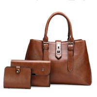 2020 New Women's Foreign Trade Bags Oily Leather European And American Retro Handbag Three-piece Set Large Capacity Shoulder Bag Factory Direct Sales main image 1