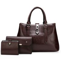 2020 New Women's Foreign Trade Bags Oily Leather European And American Retro Handbag Three-piece Set Large Capacity Shoulder Bag Factory Direct Sales main image 6