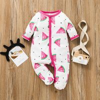 2021 Baby Sweet Watermelon Printing Long Type Crawling Suit Fashion Baby's Long-sleeved Rompers Jumpsuit Clothing Foreign Trade main image 1