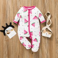 2021 Baby Sweet Watermelon Printing Long Type Crawling Suit Fashion Baby's Long-sleeved Rompers Jumpsuit Clothing Foreign Trade main image 2