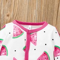 2021 Baby Sweet Watermelon Printing Long Type Crawling Suit Fashion Baby's Long-sleeved Rompers Jumpsuit Clothing Foreign Trade main image 3