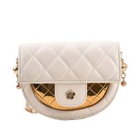 New Fashion Contrast Color Rhombus Shoulder Saddle Bag Wholesale Nihaojewelry sku image 1