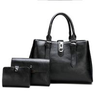 2020 New Women's Foreign Trade Bags Oily Leather European And American Retro Handbag Three-piece Set Large Capacity Shoulder Bag Factory Direct Sales sku image 2