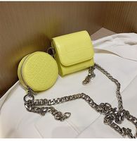 Korean Style Chain Solid Color Stone Pattern Messenger Double Square Round Bag Wholesale Nihaojewelry sku image 2