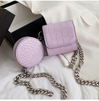 Korean Style Chain Solid Color Stone Pattern Messenger Double Square Round Bag Wholesale Nihaojewelry sku image 3