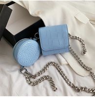 Korean Style Chain Solid Color Stone Pattern Messenger Double Square Round Bag Wholesale Nihaojewelry sku image 4