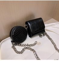 Korean Style Chain Solid Color Stone Pattern Messenger Double Square Round Bag Wholesale Nihaojewelry sku image 5