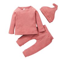 Mädchen Freizeit Pullover Hose Anzug Mode Baby Einfarbige Rundhals Ausschnitt Hose Zweiteilige Kinder Kleidung sku image 1
