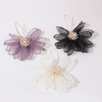 Korean Style Fabric Flower Pendant Earrings Wholesale Nihaojewelry main image 3