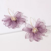 Korean Style Fabric Flower Pendant Earrings Wholesale Nihaojewelry main image 4