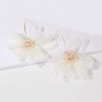 Korean Style Fabric Flower Pendant Earrings Wholesale Nihaojewelry main image 5