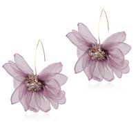 Korean Style Fabric Flower Pendant Earrings Wholesale Nihaojewelry sku image 1