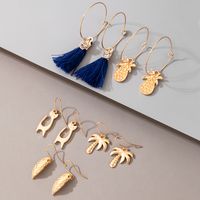 Bohemian Style Tassel Leaf Pineapple Animal Earrings Five-piece Set Wholesale Nihaojewelry main image 3
