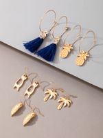 Bohemian Style Tassel Leaf Pineapple Animal Earrings Five-piece Set Wholesale Nihaojewelry main image 6