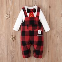 Fashion Baby Long-sleeved Romper Two-piece Checkered Contrast Color Suit Wholesale Nihaojewelry main image 1
