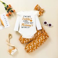 Ins New Infant Letter Long-sleeve Jumpsuit Suit Printed Baby Girl Triangle Rompers Trousers Two-piece Suit main image 1