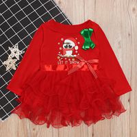 Cartoon Printing Children's Red Long-sleeved Christmas Dress Wholesale Nihaojewelry main image 1