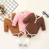 Long Sleeve Button Solid Color Children's Romper Wholesale Nihaojewelry main image 2