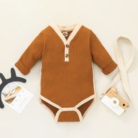 Long Sleeve Button Solid Color Children's Romper Wholesale Nihaojewelry main image 3