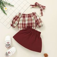 Retro Plaid Long Sleeve Baby Top Skirt Two-piece Set Wholesale Nihaojewelry main image 3