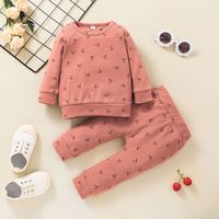 Fashion Children's Solid Color Sweater Trousers Printed Round Neck Two-piece Wholesale Nihaojewelry main image 1