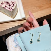 Diamond-studded Crystal Heart Shape Fashion Stud Earrings Wholesale Jewelry Nihaojewelry main image 3
