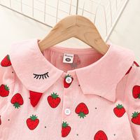 Fashion Children's Pink Strawberry Print Long-sleeved Dress Wholesale Nihaojewelry main image 3