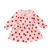 Fashion Children's Pink Strawberry Print Long-sleeved Dress Wholesale Nihaojewelry main image 6
