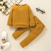 Baby Kleidung 0-3 Jahre 2021 Herbst Mädchen Pullover Zweiteiliger Lässiger Einfarbiger Pullover Anzug main image 3