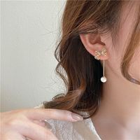 Bowknot Rhinestone Tassel Korean Style Earrings Wholesale Jewelry Nihaojewelry main image 5