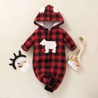 Baby Clothes 2021 Autumn Hooded Zip-up Shirt Outer Romper Children's Clothing Plaid Baby Rompers Jumpsuit main image 1