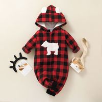 Baby Kinder Kleidung 2021 Herbst Kapuze Reiß Verschluss Hemd Außen Stram Pler Kinder Kleidung Plaid Baby Stram Pler Einteilige main image 1