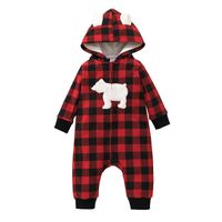Baby Clothes 2021 Autumn Hooded Zip-up Shirt Outer Romper Children's Clothing Plaid Baby Rompers Jumpsuit main image 6