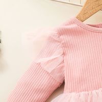 Cute Solid Color Net Yarn Long Sleeve Baby One-piece Dress Wholesale Nihaojewelry main image 4