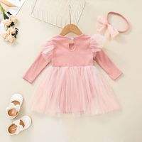 Cute Solid Color Net Yarn Long Sleeve Baby One-piece Dress Wholesale Nihaojewelry main image 6
