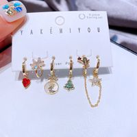 Zircon Christmas Star Reindeer Snowflake Ear Buckle Set Wholesale Jewelry Nihaojewelry main image 3