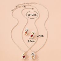 Spaceman Heart-shaped Rose Pendant Necklace Earrings Set Wholesale Nihaojewelry main image 6