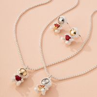 Spaceman Herzförmige Rose Anhänger Halskette Ohrringe Set Großhandel Nihaojewelry main image 5