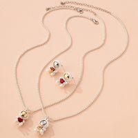 Spaceman Heart-shaped Rose Pendant Necklace Earrings Set Wholesale Nihaojewelry main image 4