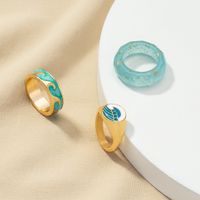 2021 Europäischer Und Amerikanischer Modeschmuck Großhandel 3 Wellen Ring Set Ins Blaue Stickerei Angelschnur Ring main image 1