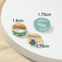 2021 Europäischer Und Amerikanischer Modeschmuck Großhandel 3 Wellen Ring Set Ins Blaue Stickerei Angelschnur Ring main image 4