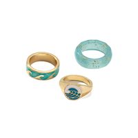 2021 Europäischer Und Amerikanischer Modeschmuck Großhandel 3 Wellen Ring Set Ins Blaue Stickerei Angelschnur Ring main image 6