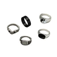 Vintage Simple Contrast Color Tai Chi Geometric Wide Ring Set Wholesale Nihaojewelry main image 6