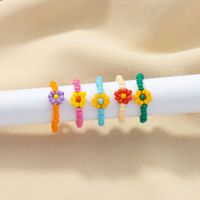 2021 European And American Popular Ornament Wholesale 5 Pcs Bead Weave Ring Set Cross-border Ins Jewelry Qingdao Ornament main image 1