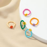 2021 European And American Popular Ornament Wholesale 5 Pcs Bead Weave Ring Set Cross-border Ins Jewelry Qingdao Ornament main image 3