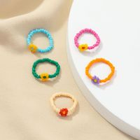 2021 European And American Popular Ornament Wholesale 5 Pcs Bead Weave Ring Set Cross-border Ins Jewelry Qingdao Ornament main image 5